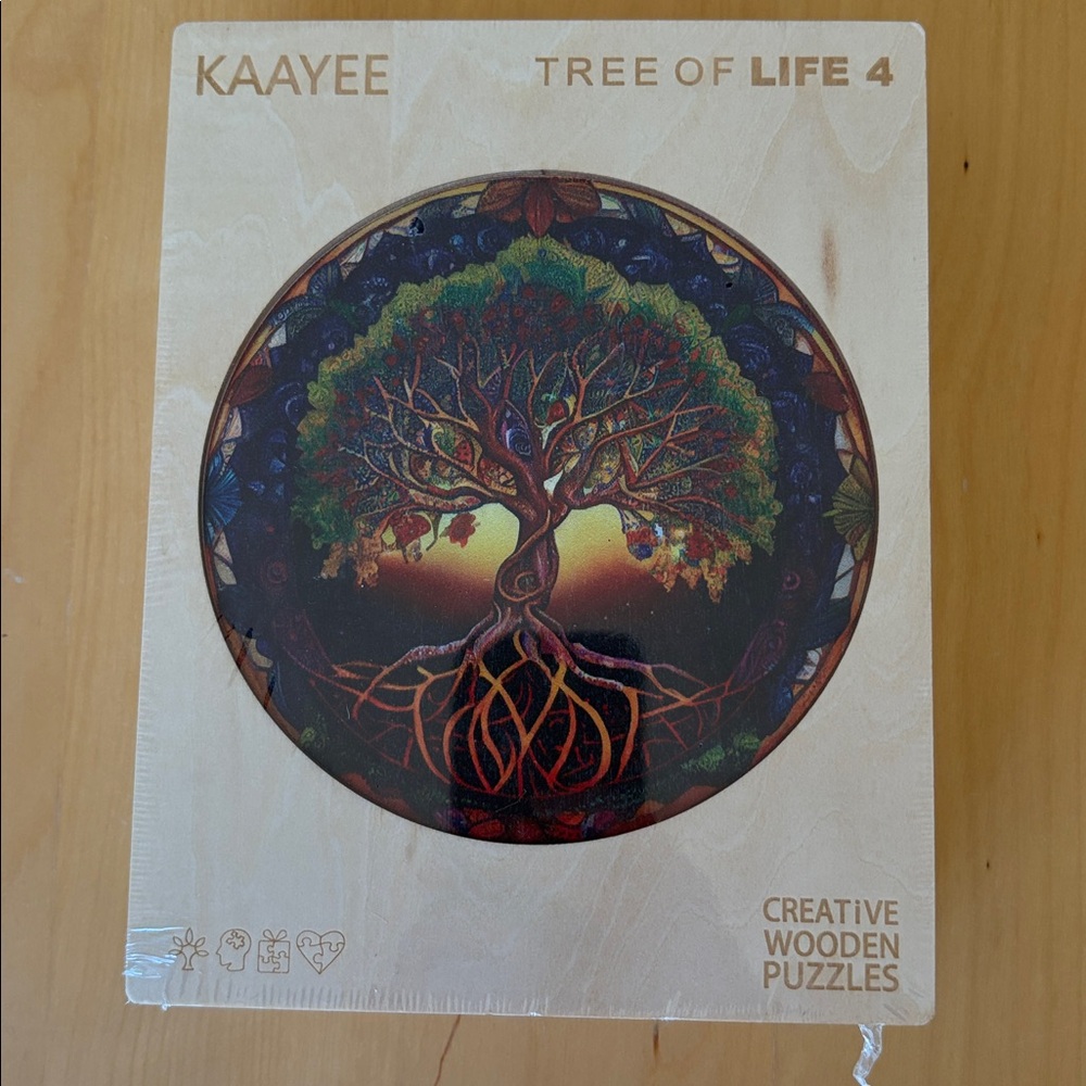 NWT Kaayee Tree Of Life 4 Creative Wood Puzzle 200 Pieces 11.8 Round basswood